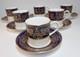 6 Royal Worcester Sandringham Cobalt Blue Gilded Coffee Cups & Saucers 1980s