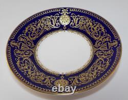 6 Royal Worcester Sandringham Cobalt Blue Gilded Coffee Cups & Saucers 1980s
