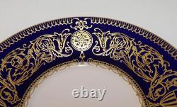 6 Royal Worcester Sandringham Cobalt Blue Gilded Coffee Cups & Saucers 1980s