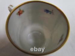 6 Sets Carl Schumann Dresden Style Watteau Flowers Green /Gold Demi-cups Saucers