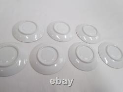 6 Sets Carl Schumann Dresden Style Watteau Flowers Green /Gold Demi-cups Saucers