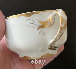 6 Sets HAVILAND LIMOGES RANSON TEA/Coffee CUPS SAUCERS WHITE with GOLD SCALLOPED