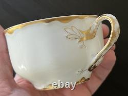 6 Sets HAVILAND LIMOGES RANSON TEA/Coffee CUPS SAUCERS WHITE with GOLD SCALLOPED