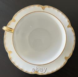 6 Sets HAVILAND LIMOGES RANSON TEA/Coffee CUPS SAUCERS WHITE with GOLD SCALLOPED