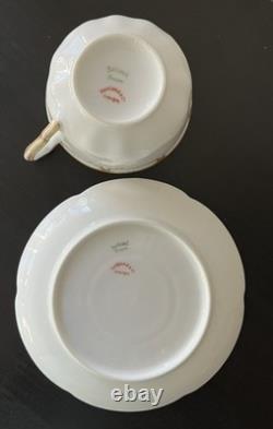 6 Sets HAVILAND LIMOGES RANSON TEA/Coffee CUPS SAUCERS WHITE with GOLD SCALLOPED