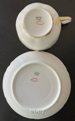 6 Sets HAVILAND LIMOGES RANSON TEA/Coffee CUPS SAUCERS WHITE with GOLD SCALLOPED