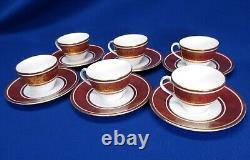 6 Sets Of Royal Doulton Buckingham 2h Tapered Sided Demitasse Cups & Saucers