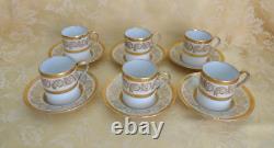 6 Sets Vintage ANC Fabrique Royale Limoges France Gold Demitasse Cups/Saucers