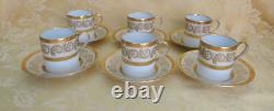 6 Sets Vintage ANC Fabrique Royale Limoges France Gold Demitasse Cups/Saucers