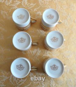6 Sets Vintage ANC Fabrique Royale Limoges France Gold Demitasse Cups/Saucers