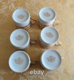 6 Sets Vintage ANC Fabrique Royale Limoges France Gold Demitasse Cups/Saucers