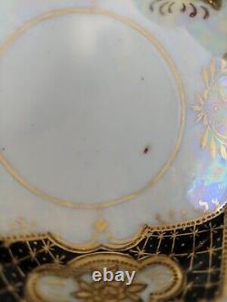 6 Sets Vintage Tea Cups & Saucers Royal Sealy China Iridescent White Black Gold