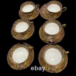 6 Stechcol Bone China Teacups & Saucers Gustav Klimt Adele Bloch-Bauer Gold Art