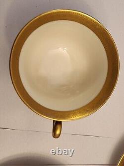 6 Syracuse Queen Anne Old Ivory Cobalt Blue & Gold Cups & Saucers FOOTED MINT
