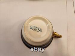 6 Syracuse Queen Anne Old Ivory Cobalt Blue & Gold Cups & Saucers FOOTED MINT