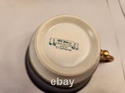 6 Syracuse Queen Anne Old Ivory Cobalt Blue & Gold Cups & Saucers FOOTED MINT
