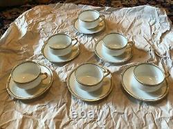 6 THEODORE HAVILAND LIMOGES FRANCE Tea cups / Saucers Gold Rim Flower Set