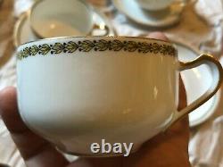 6 THEODORE HAVILAND LIMOGES FRANCE Tea cups / Saucers Gold Rim Flower Set