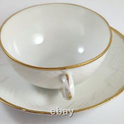 6 Vintage Danish Bing & Grondahl Hartmann White & Gold Tea Cups & Saucers