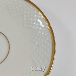 6 Vintage Danish Bing & Grondahl Hartmann White & Gold Tea Cups & Saucers