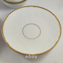 6 Vintage Danish Bing & Grondahl Hartmann White & Gold Tea Cups & Saucers