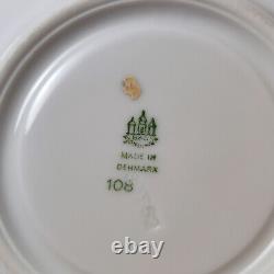 6 Vintage Danish Bing & Grondahl Hartmann White & Gold Tea Cups & Saucers