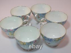 6 Vintage Shelley Melody Gilded Trios Cups Saucers Side Plates c1960s Excellent