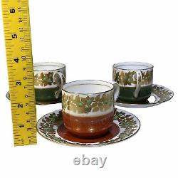 6 pcs MINTON GREEN REF Gold DEMITASSE ESPRESSO CUPS SAUCERS TIFFANY CO GROSVENOR