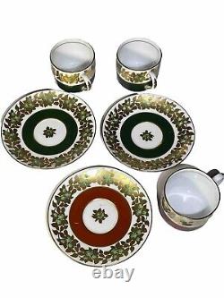 6 pcs MINTON GREEN REF Gold DEMITASSE ESPRESSO CUPS SAUCERS TIFFANY CO GROSVENOR