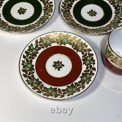 6 pcs MINTON GREEN REF Gold DEMITASSE ESPRESSO CUPS SAUCERS TIFFANY CO GROSVENOR