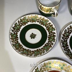 6 pcs MINTON GREEN REF Gold DEMITASSE ESPRESSO CUPS SAUCERS TIFFANY CO GROSVENOR
