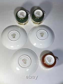 6 pcs MINTON GREEN REF Gold DEMITASSE ESPRESSO CUPS SAUCERS TIFFANY CO GROSVENOR
