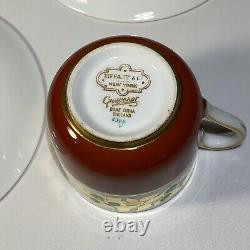 6 pcs MINTON GREEN REF Gold DEMITASSE ESPRESSO CUPS SAUCERS TIFFANY CO GROSVENOR
