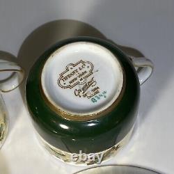 6 pcs MINTON GREEN REF Gold DEMITASSE ESPRESSO CUPS SAUCERS TIFFANY CO GROSVENOR