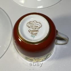 6 pcs MINTON GREEN REF Gold DEMITASSE ESPRESSO CUPS SAUCERS TIFFANY CO GROSVENOR
