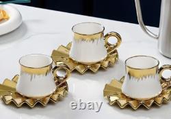 6 piece ottomon -Style coffee set with gold rims