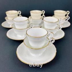 6 x Antique c1833 Copeland & Garrett True Trio Gold Gilt Tea Coffee Cup & Saucer