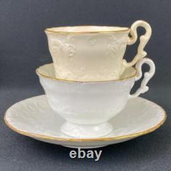 6 x Antique c1833 Copeland & Garrett True Trio Gold Gilt Tea Coffee Cup & Saucer