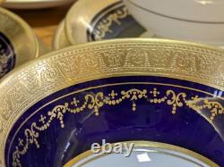 6 x John Aynsley Georgian Cobalt Patt No 7348 Tea Cups & Saucers All 1st