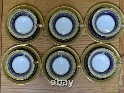 6 x John Aynsley Georgian Cobalt Patt No 7348 Tea Cups & Saucers All 1st