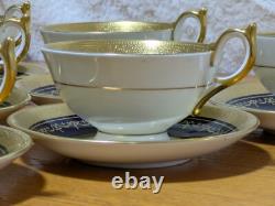 6 x John Aynsley Georgian Cobalt Patt No 7348 Tea Cups & Saucers All 1st