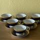 6 X John Aynsley Georgian Cobalt Pattern No 7348 Tea Cups & Saucers 12pcs -1st