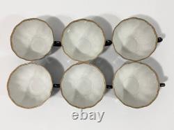 6x Lomonosov Cobalt Net USSR Tea Cups & Saucers