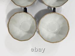 6x Lomonosov Cobalt Net USSR Tea Cups & Saucers