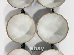 6x Lomonosov Cobalt Net USSR Tea Cups & Saucers
