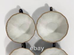 6x Lomonosov Cobalt Net USSR Tea Cups & Saucers