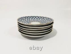 6x Lomonosov Cobalt Net USSR Tea Cups & Saucers