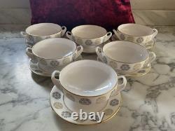 6x Vintage Spode Gothic Soup Cup & Saucers