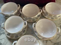 6x Vintage Spode Gothic Soup Cup & Saucers