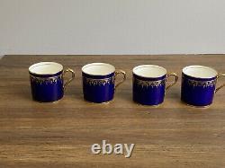 7 AYNSLEY Demitasse Cup Saucer Sets #796 VTG Cobalt Blue Gold Gilt EXCELLENT